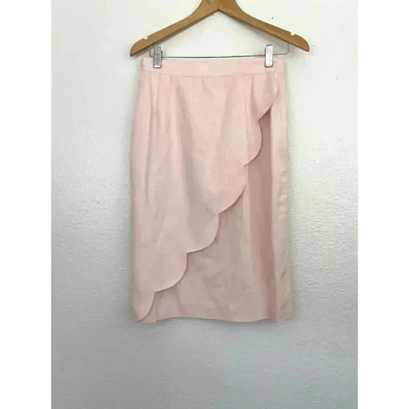 Pink Scallop Skirt Faux Wrap Sz 10 Soft VTG 1980's - Picture 8 of 8